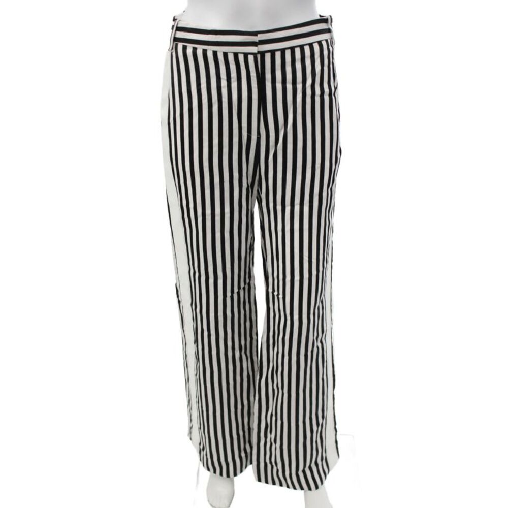 Victoria Victoria Beckham Women Striped Black Dress Pants Viscose Size 2